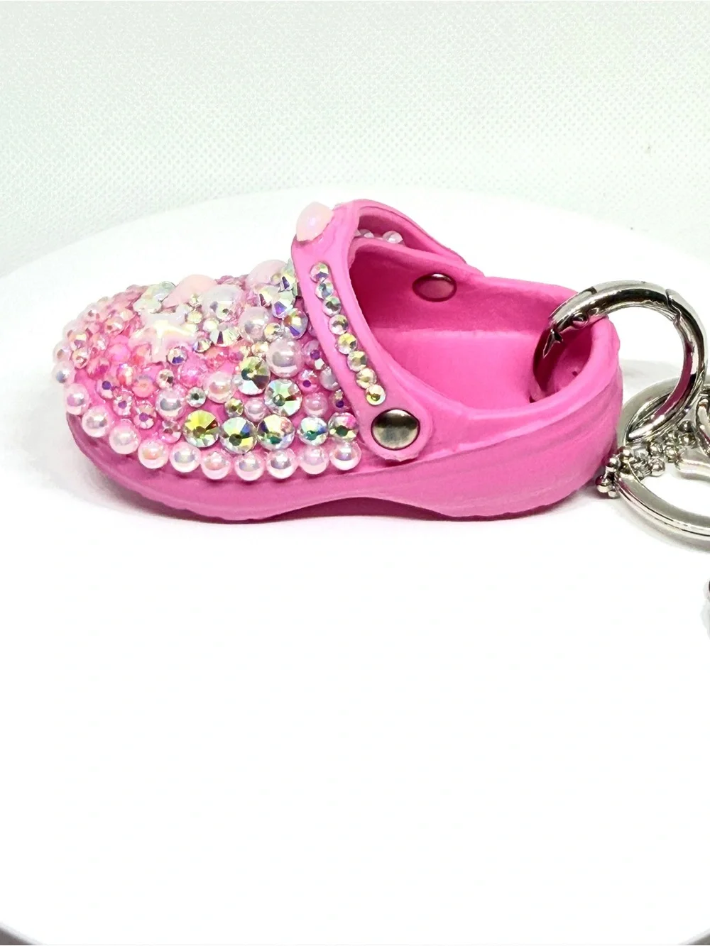 Pink Jeweled Mini Clog Keychain